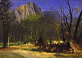 Albert Bierstadt Indians in Council, California painting